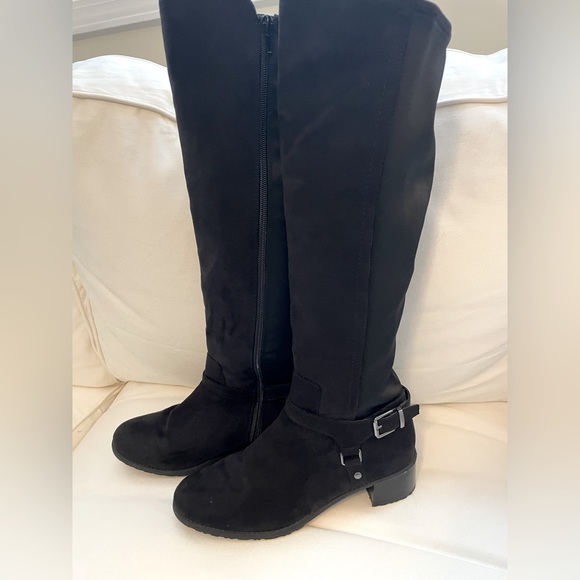 Madeline Shoes Madeline Faux Black Suede And Stretch Neoprene Tall